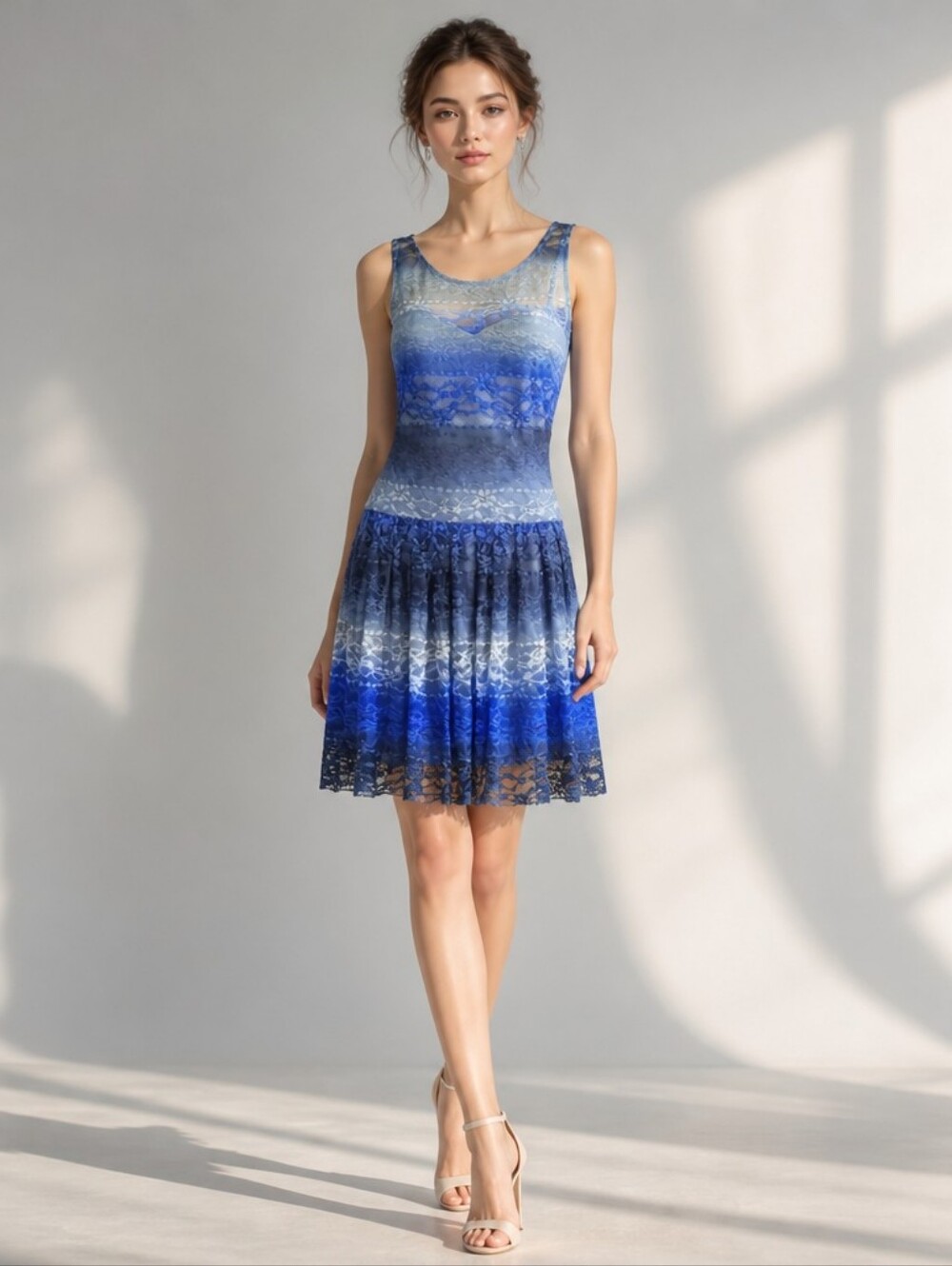 Betsey Johnson Blue Lace Dress Ombre Drop Waist Size Small Fairycore Whimsigoth